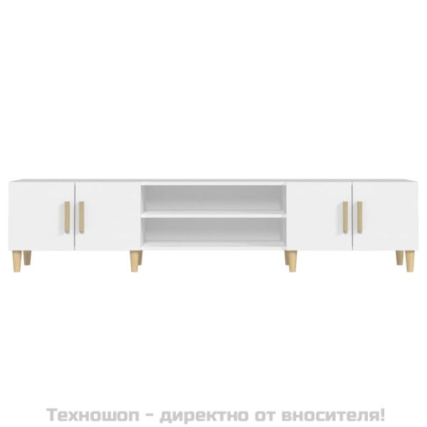 ТВ шкаф, бял, 180x31,5x40 см, инженерно дърво