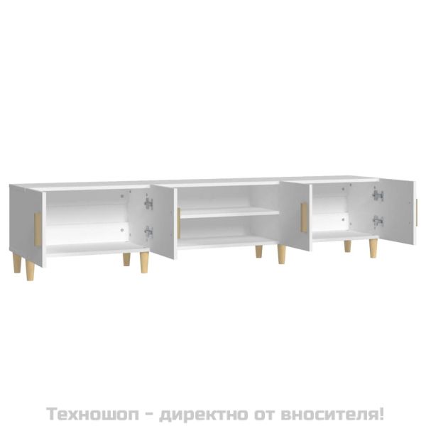 ТВ шкаф, бял, 180x31,5x40 см, инженерно дърво