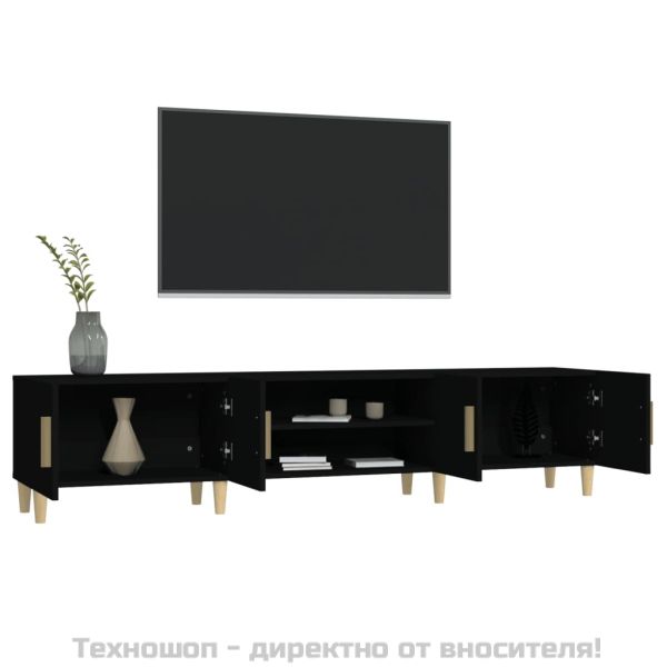 ТB шкаф, черен, 180x31,5x40 см, инженерно дърво