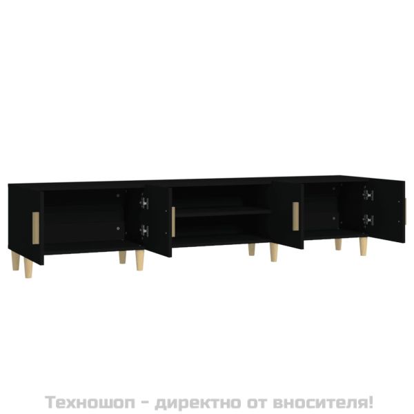 ТB шкаф, черен, 180x31,5x40 см, инженерно дърво