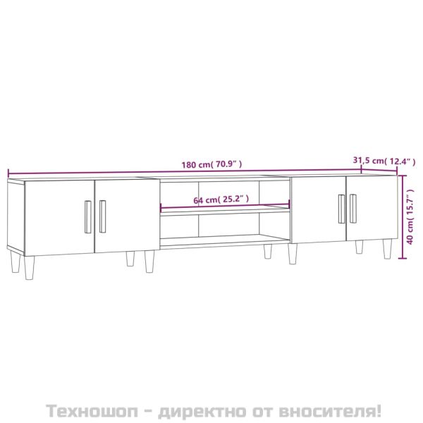 ТB шкаф, черен, 180x31,5x40 см, инженерно дърво