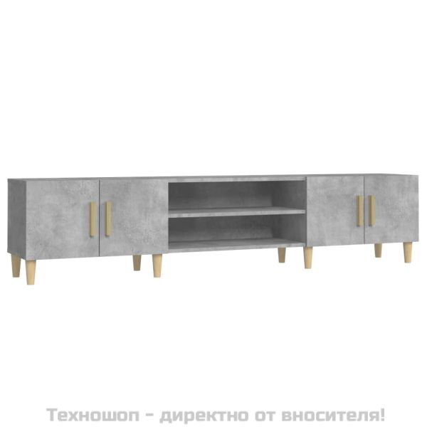 ТВ шкаф, бетонно сиво, 180x31,5x40 см, инженерно дърво