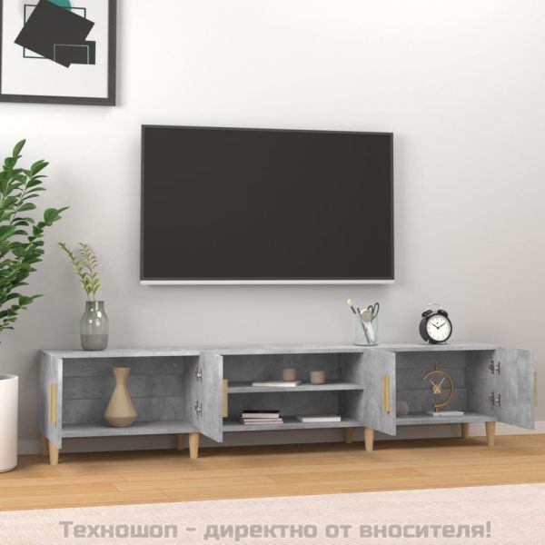 ТВ шкаф, бетонно сиво, 180x31,5x40 см, инженерно дърво