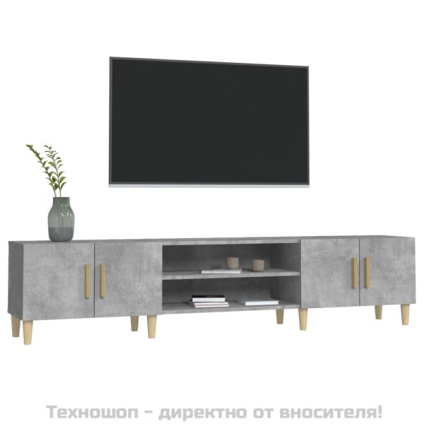 ТВ шкаф, бетонно сиво, 180x31,5x40 см, инженерно дърво