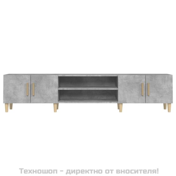 ТВ шкаф, бетонно сиво, 180x31,5x40 см, инженерно дърво