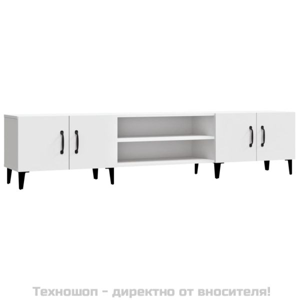 ТВ шкаф, бял, 180x31,5x40 см, инженерно дърво