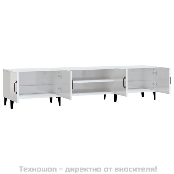 ТВ шкаф, бял гланц, 180x31,5x40 см, инженерно дърво