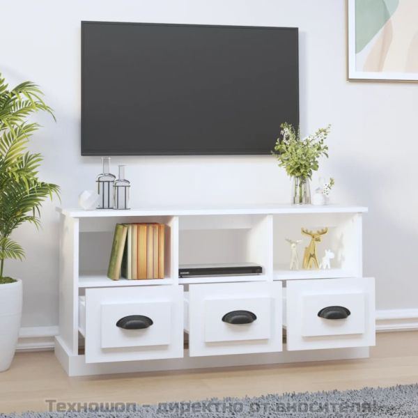 ТB шкаф, бял, 100x35x50 см, инженерно дърво