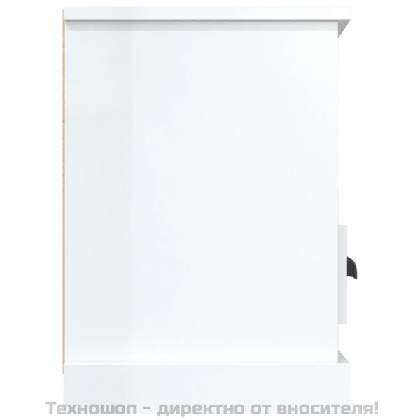 ТВ шкаф бял гланц 100x35x50 см инженерно дърво