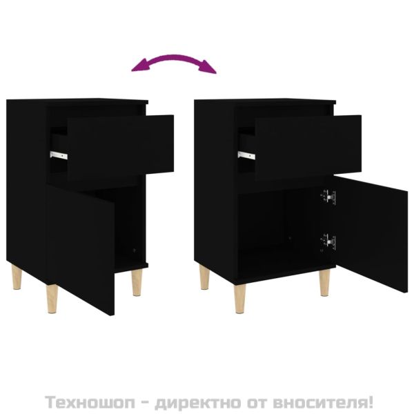 Нощно шкафче, черно, 40x35x70 см