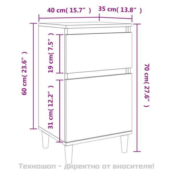 Нощни шкафчета, 2 бр, сив сонома, 40x35x70 см