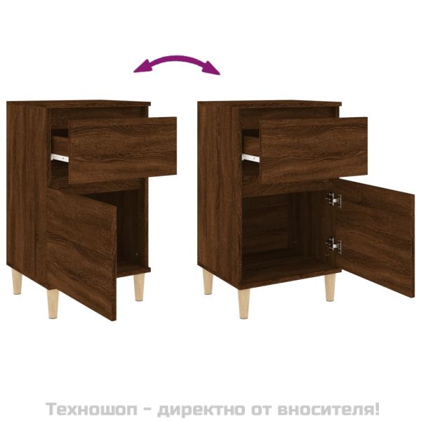 Нощно шкафче, кафяв дъб, 40x35x70 см