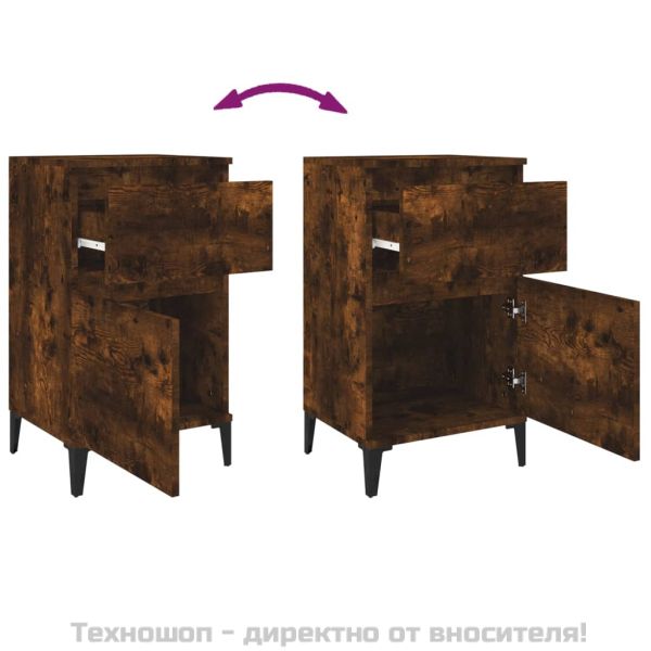 Нощни шкафчета, 2 бр, опушен дъб, 40x35x70 см