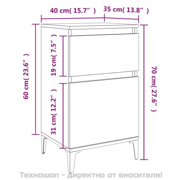 Нощни шкафчета, 2 бр, сив сонома, 40x35x70 см