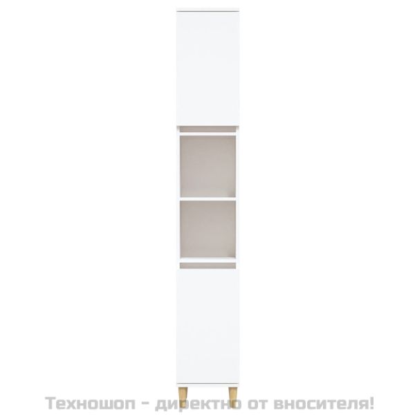 Шкаф за баня, бял, 30x30x190 см, инженерно дърво