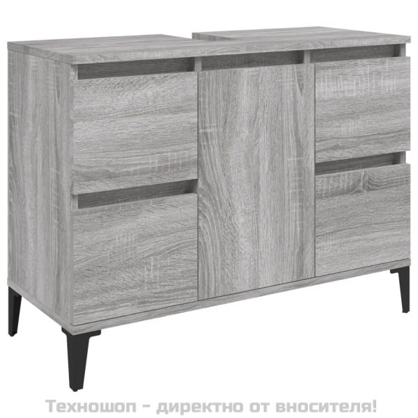 Шкаф за мивка, сив сонома, 80x33x60 см, инженерно дърво