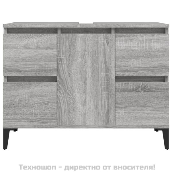 Шкаф за мивка, сив сонома, 80x33x60 см, инженерно дърво