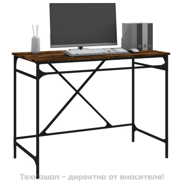 Бюро, опушен дъб, 100x50x75 см, инженерно дърво и желязо