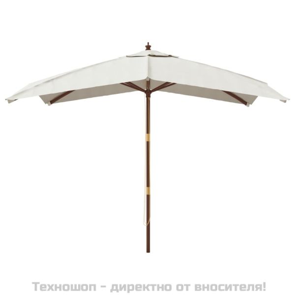 Градински чадър с дървен прът, пясъчен цвят, 300x300x273 см