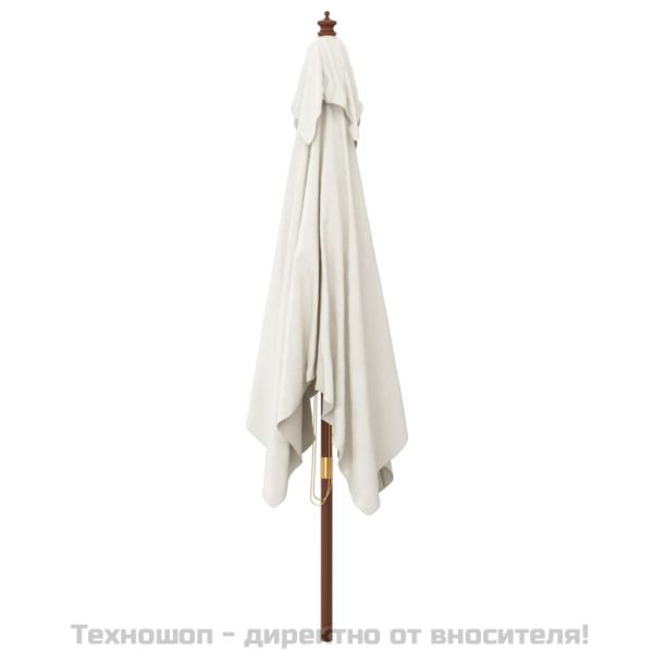 Градински чадър с дървен прът, пясъчен цвят, 300x300x273 см
