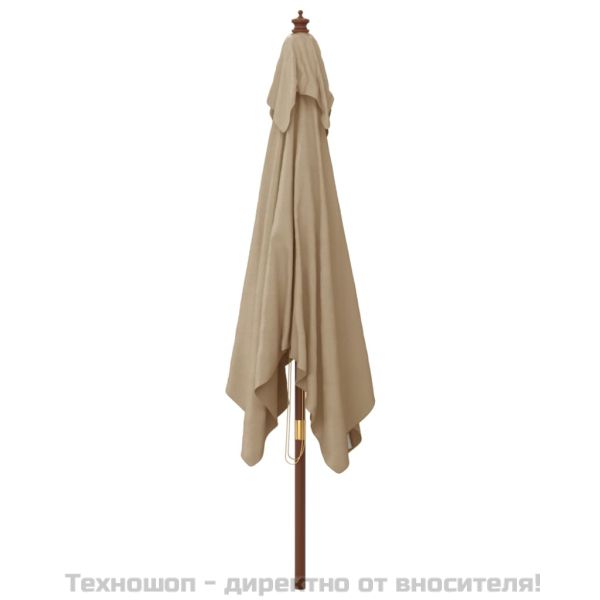 Градински чадър с дървен прът, таупе, 300x300x273 см