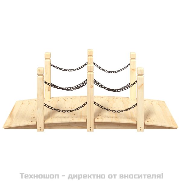 Градински мост с верижни парапети, 150x67x56 см, смърч масив