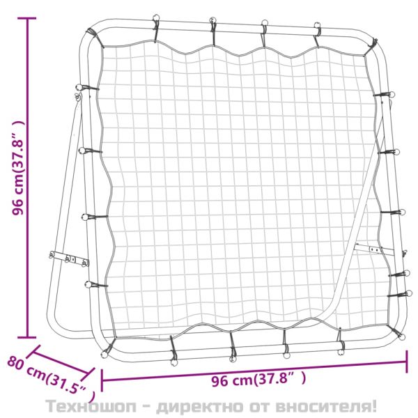Регулируема рикошетна мрежа за футбол 96x80x96 см стомана и PE