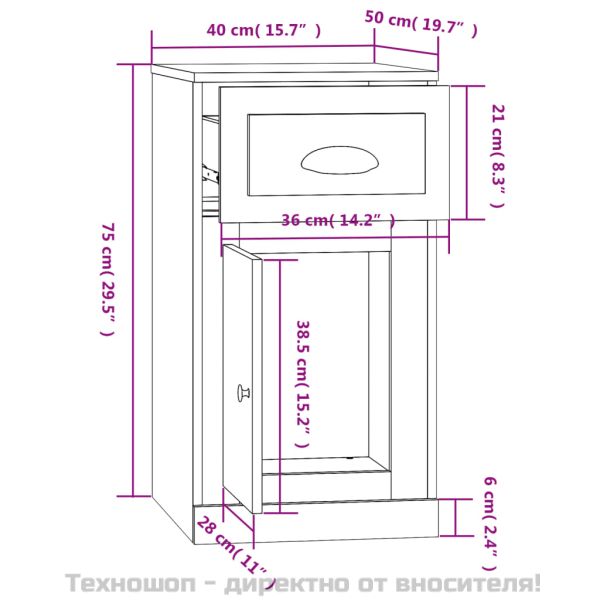 Страничен шкаф с чекмедже сив сонома 40x50x75см инженерно дърво