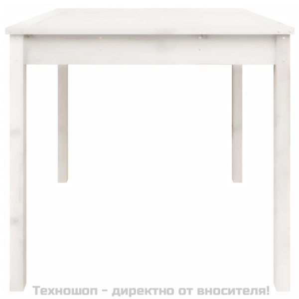 Градинска маса, бяла, 82,5x82,5x76 см, борово дърво масив