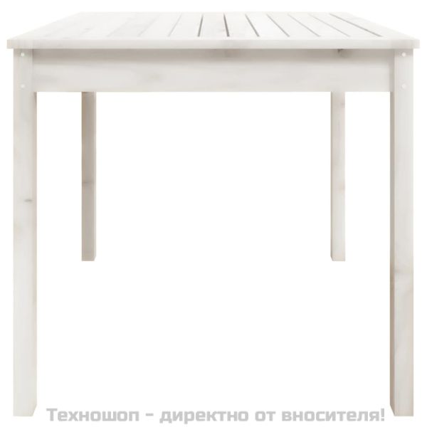 Градинска маса, бяла, 82,5x82,5x76 см, борово дърво масив