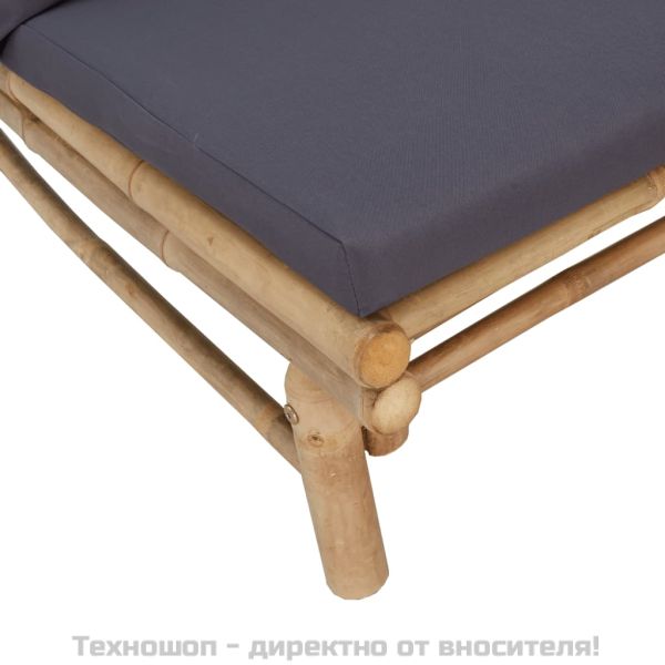 Градински лаундж комплект тъмносиви възглавници 5 части бамбук