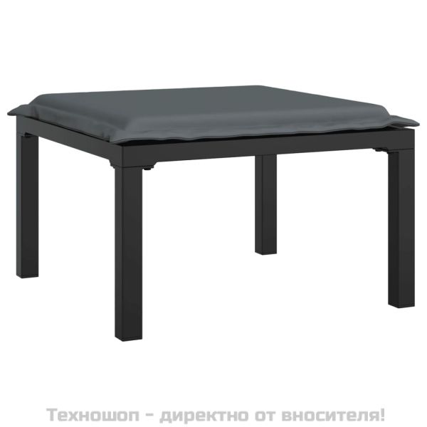 Градински лаундж комплект 4 части черно и сиво полиратан