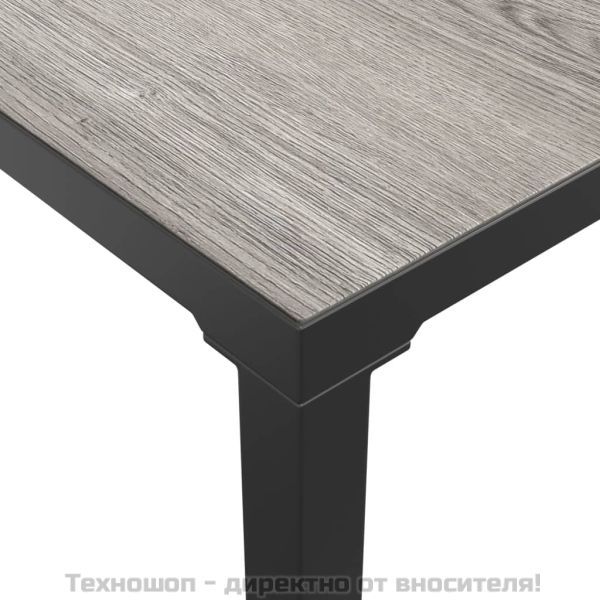 Градински лаундж комплект 5 части черно и сиво полиратан