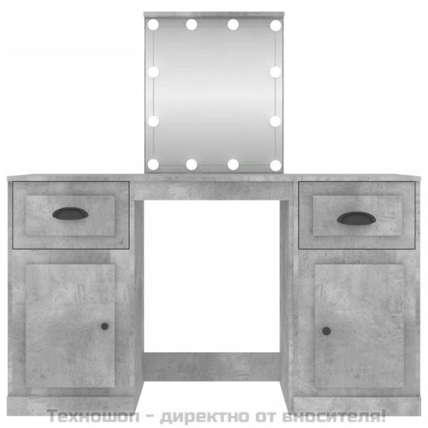 Тоалетка с LED, бетонно сива, 130x50x132,5 см