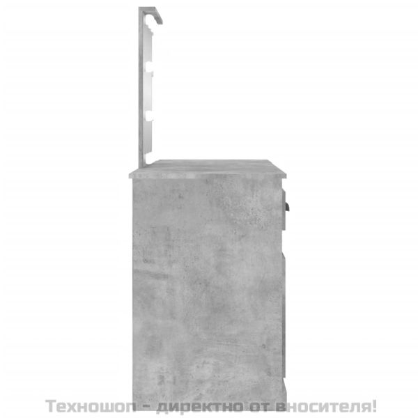 Тоалетка с LED, бетонно сива, 130x50x132,5 см