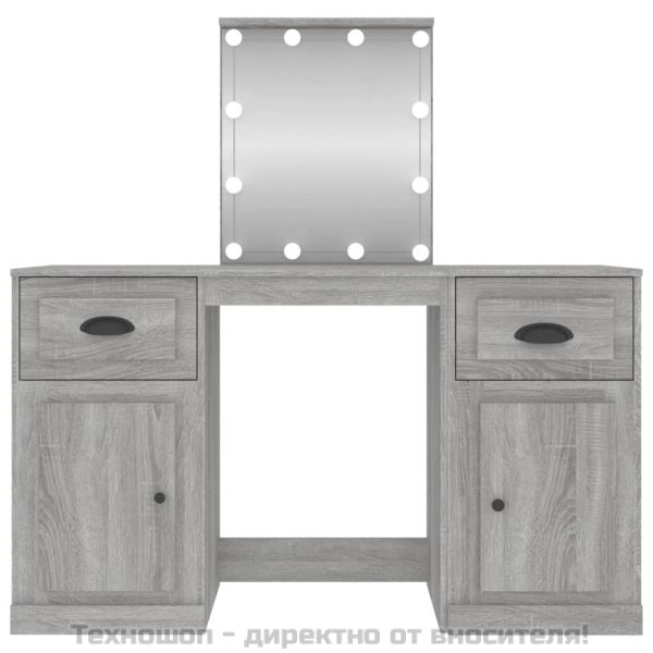 Тоалетка с LED, сив сонома, 130x50x132,5 см