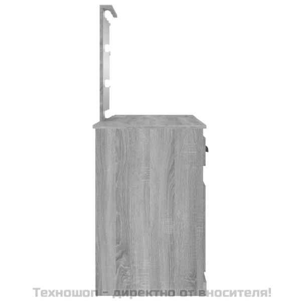 Тоалетка с LED, сив сонома, 130x50x132,5 см