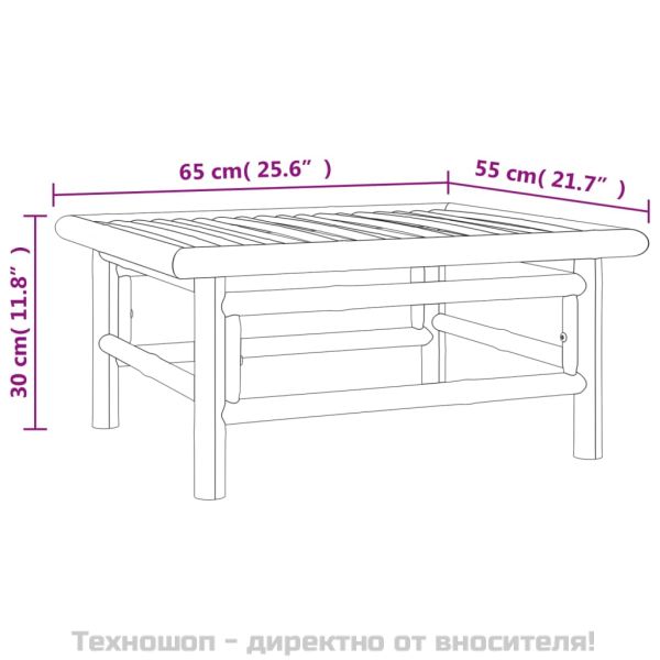 Градински лаундж комплект, 5 части, възглавници таупе, бамбук
