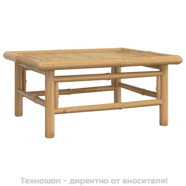 Градински лаундж комплект със зелени възглавници 4 части бамбук