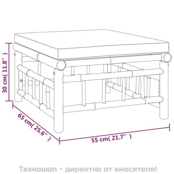 Градински лаундж комплект тъмносиви възглавници 5 части бамбук
