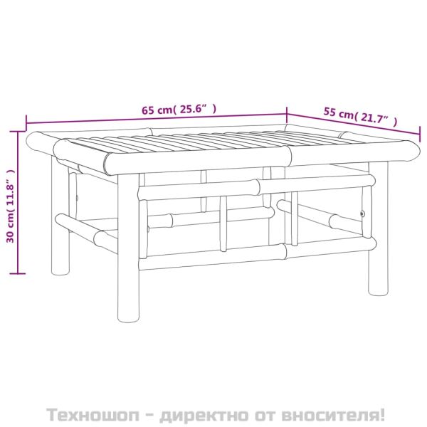 Градински лаундж комплект тъмносиви възглавници 8 части бамбук