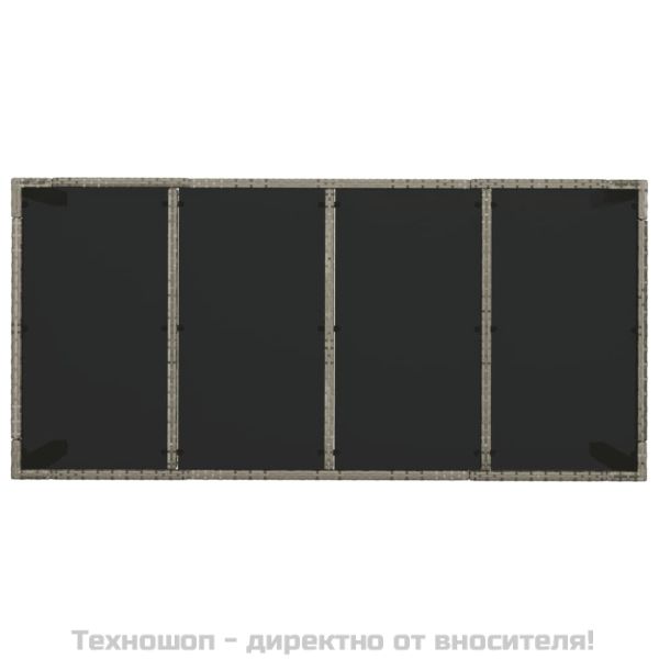 Градински трапезен комплект 7 части с възглавници сив полиратан