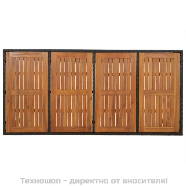 Градински трапезен комплект 7 части възглавници черен полиратан