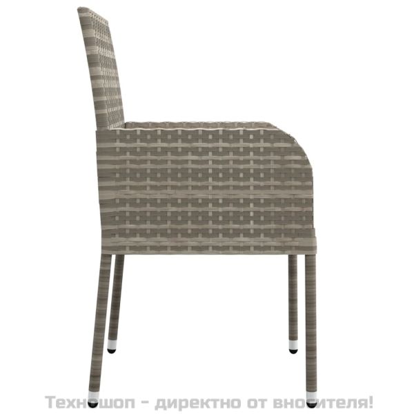 Градински трапезен комплект 5 части с възглавници сив полиратан