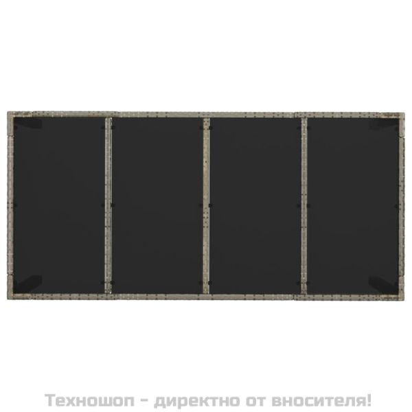 Градински трапезен комплект 9 части с възглавници сив полиратан