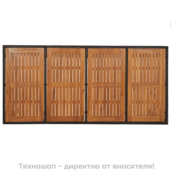 Градински трапезен комплект възглавници 9 части черен полиратан