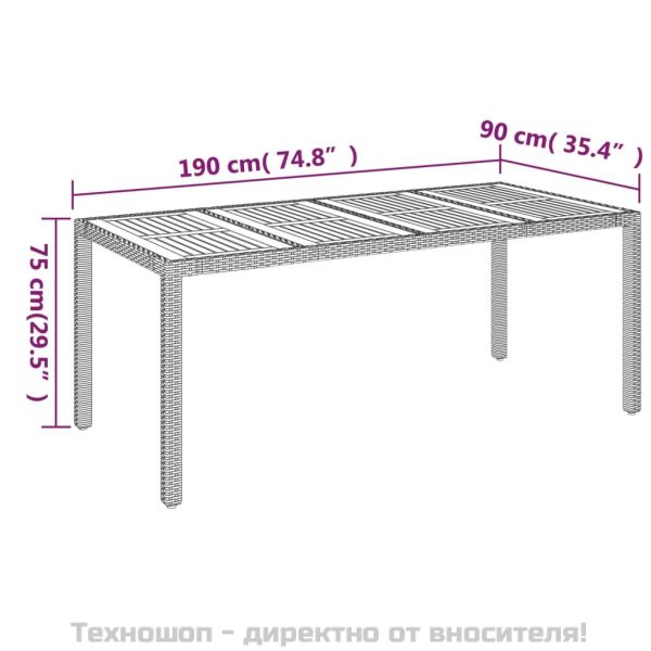 Градински трапезен комплект възглавници 9 части черен полиратан