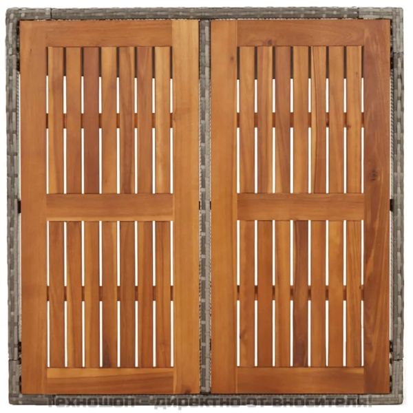 Градински трапезен комплект 3 части с възглавници сив полиратан