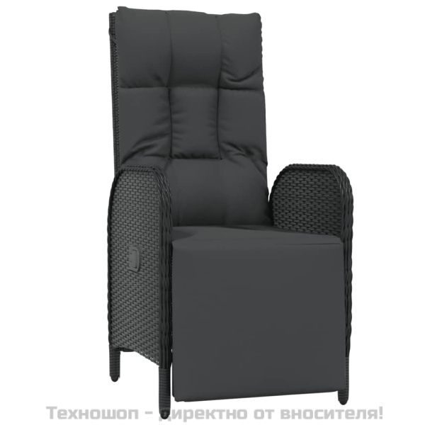 Градински трапезен комплект възглавници 5 части черен полиратан