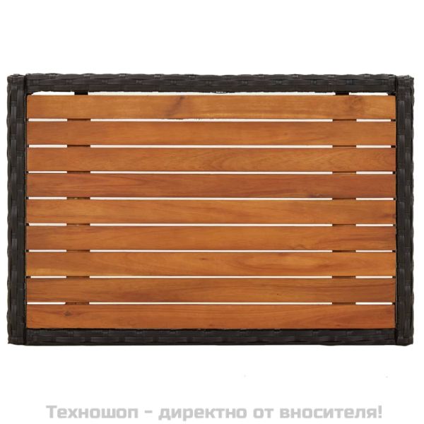 Градински трапезен комплект възглавници 5 части черен полиратан